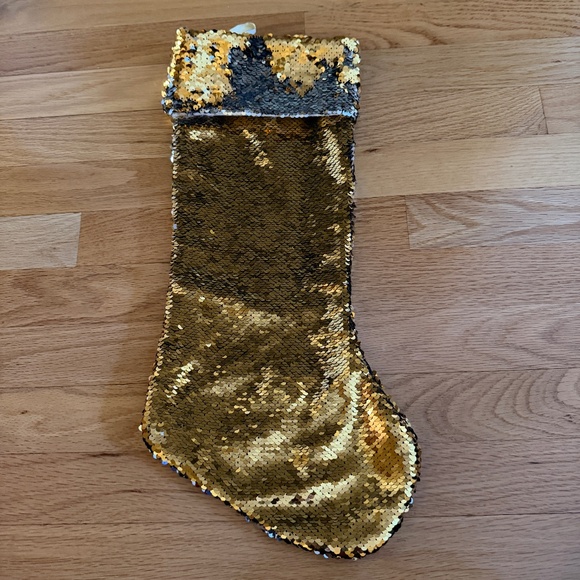 Christmas Stocking Reversible Gold Silver Sequins - Picture 2 of 8